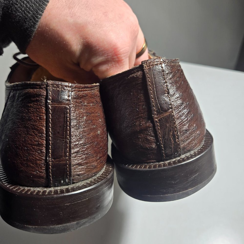 David Eden Handmade Crocodile Leather Brown Oxfords Size 10.5 - Picture 7 of 11